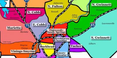 Mapa ng Atlanta suburbs