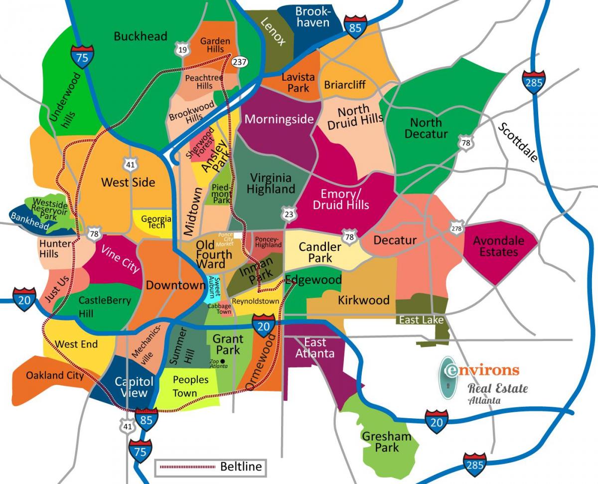 mapa ng Atlanta kapitbahayan