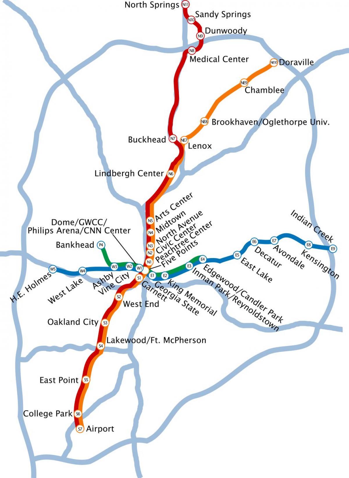 mapa ng metro Atlanta