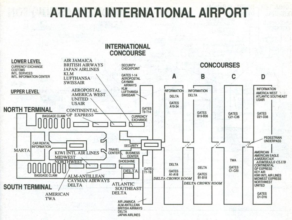 Atlanta international airport terminal mapa