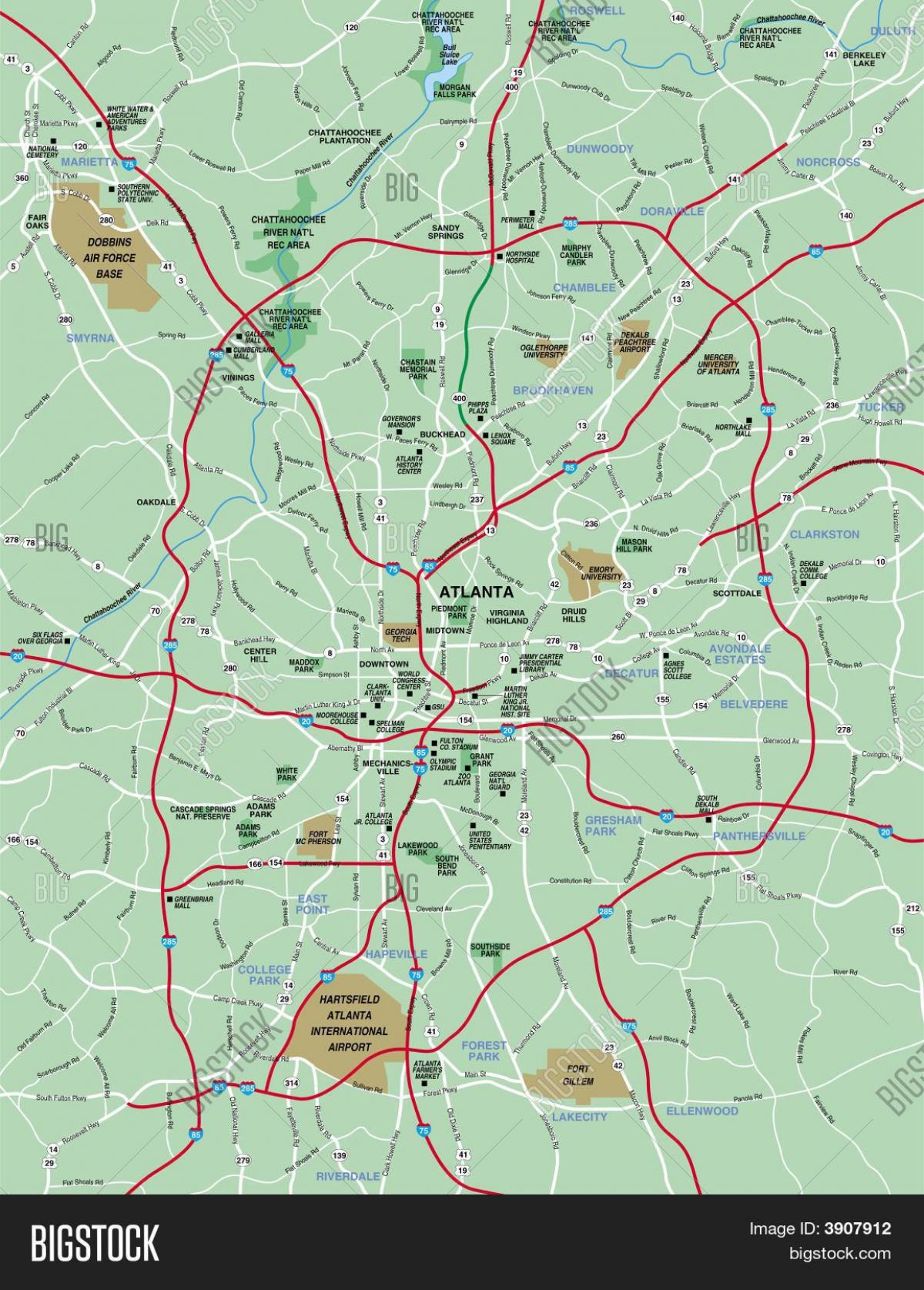 mas malaki Atlanta area mapa